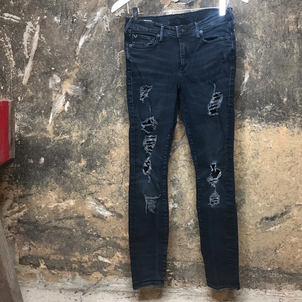 True Religion mid rise black skinny jeans